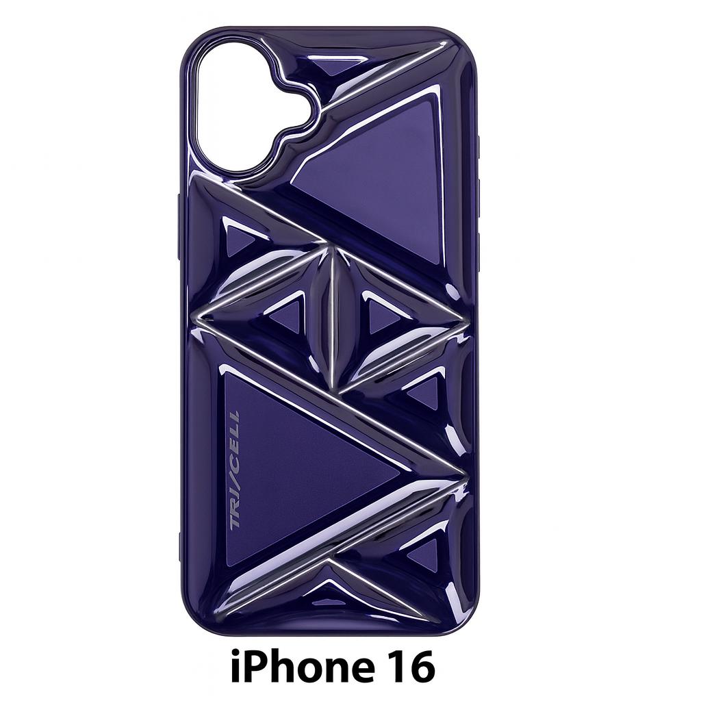 iPhone 16 Glossy Geomatric Design Back Cover (Purple)