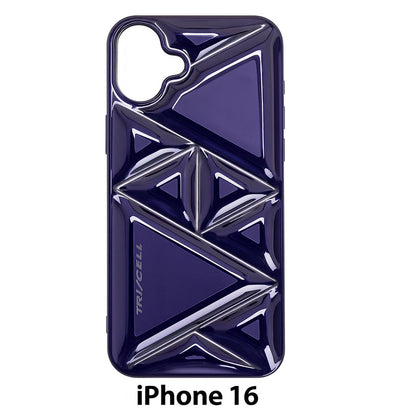 iPhone 16 Glossy Geomatric Design Back Cover (Purple)