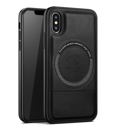 iPhone X Premium Pebbled Leather Magnetic Case (Midnight Black)