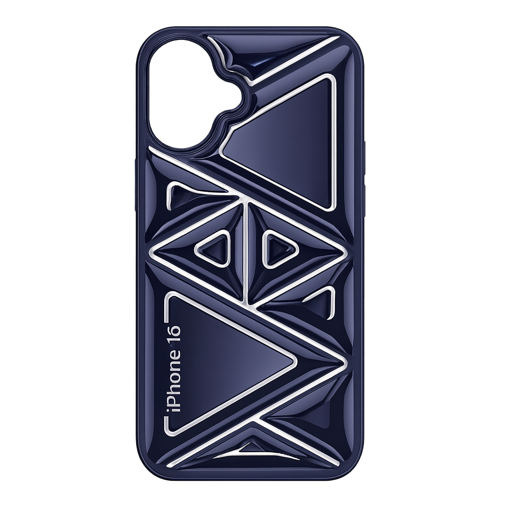 iPhone 16 Glossy Geomatric Design Back Cover (Purple)