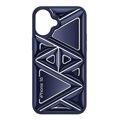 iPhone 16 Glossy Geomatric Design Back Cover (Purple)