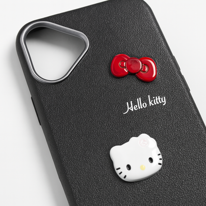 iPhone 16 Hello Kitty Mobile Cover For Girls Soft Sillicone Material (Black)