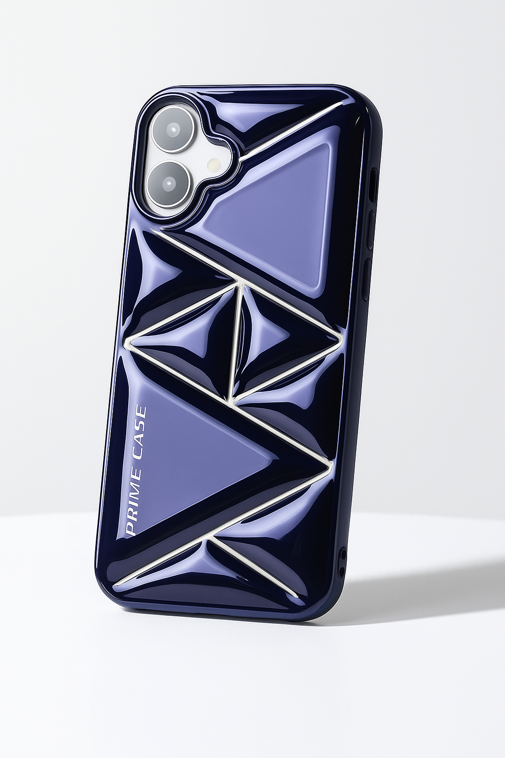 iPhone 16 Glossy Geomatric Design Back Cover (Purple)