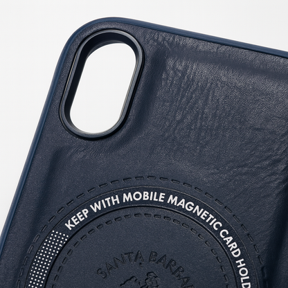 iPhone X Premium Pebbled Leather Magnetic Case (Midnight Black)