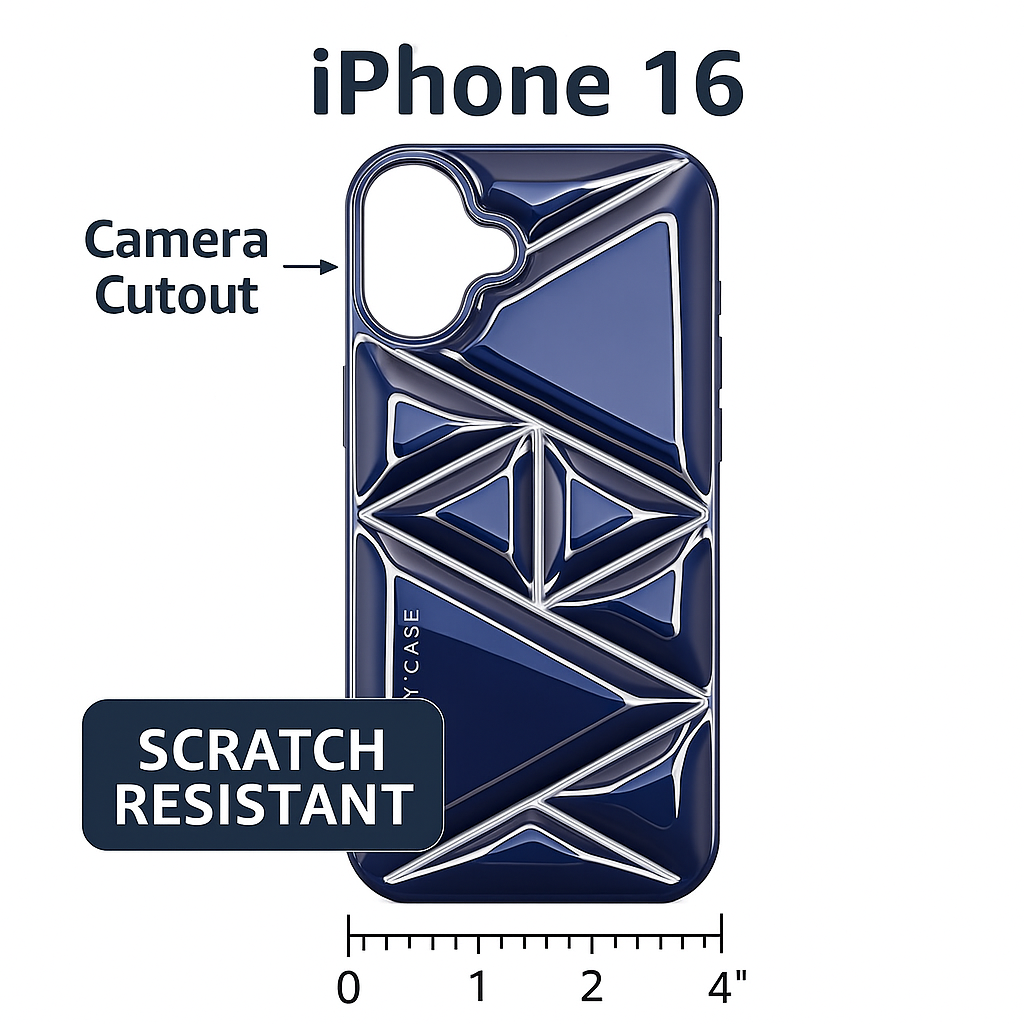 iPhone 16 Glossy Geomatric Design Back Cover (Purple)