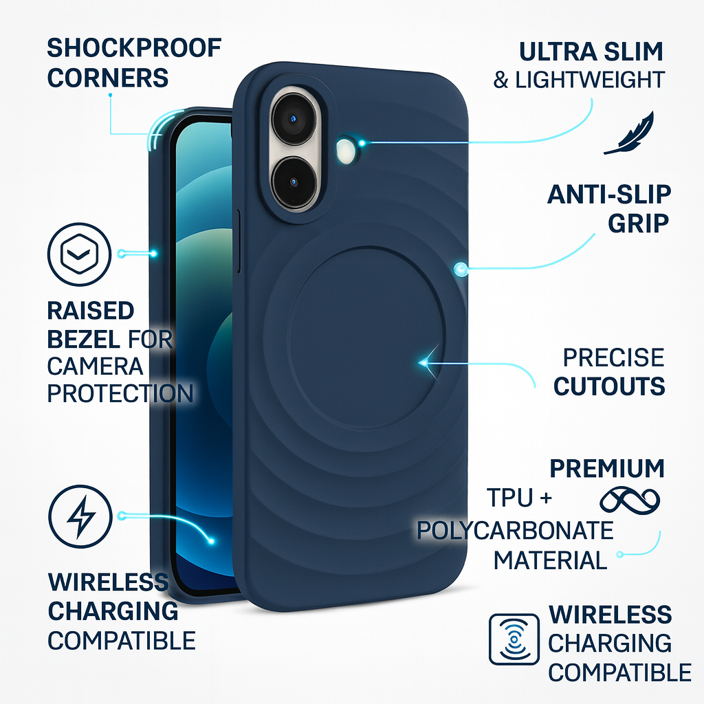 Cover Monk - Premium Silicone Magnetic Back Cover Case with Grip Ring – Black