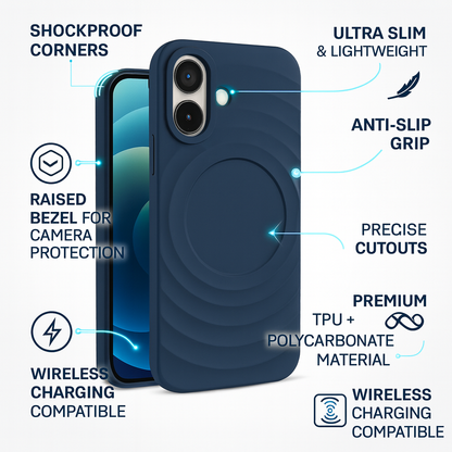 Cover Monk - Premium Silicone Magnetic Back Cover Case with Grip Ring – Black