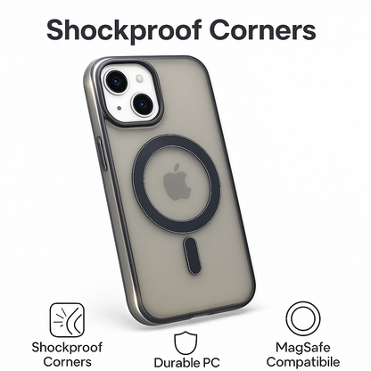 Cover Monk - Transparent Magnetic Back Cover for iPhone 14 – Shockproof Matte Finish Case with MagSafe Ring