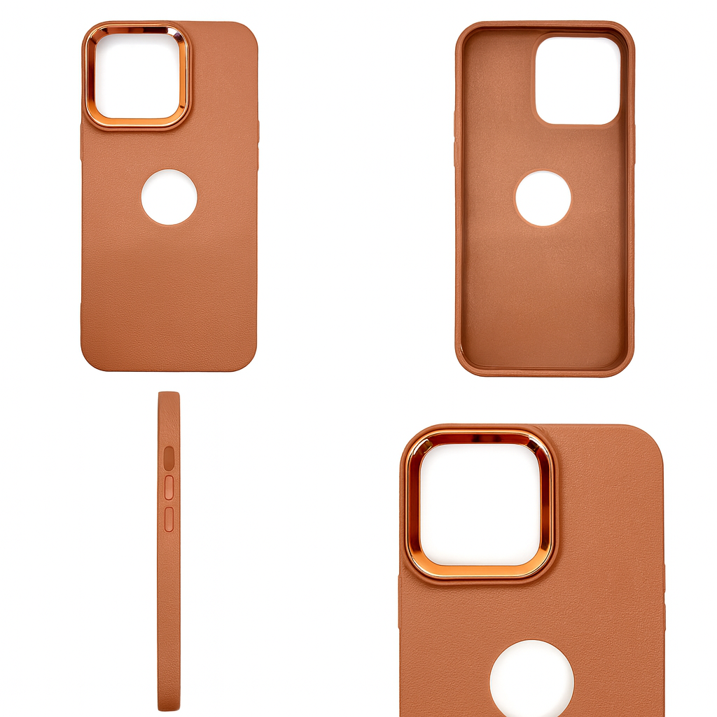 Cover Monk - Luxury Magnetic Leather Back Cover for iPhone 15 Pro Max – Shockproof Case with Metal Camera Ring (Brown)