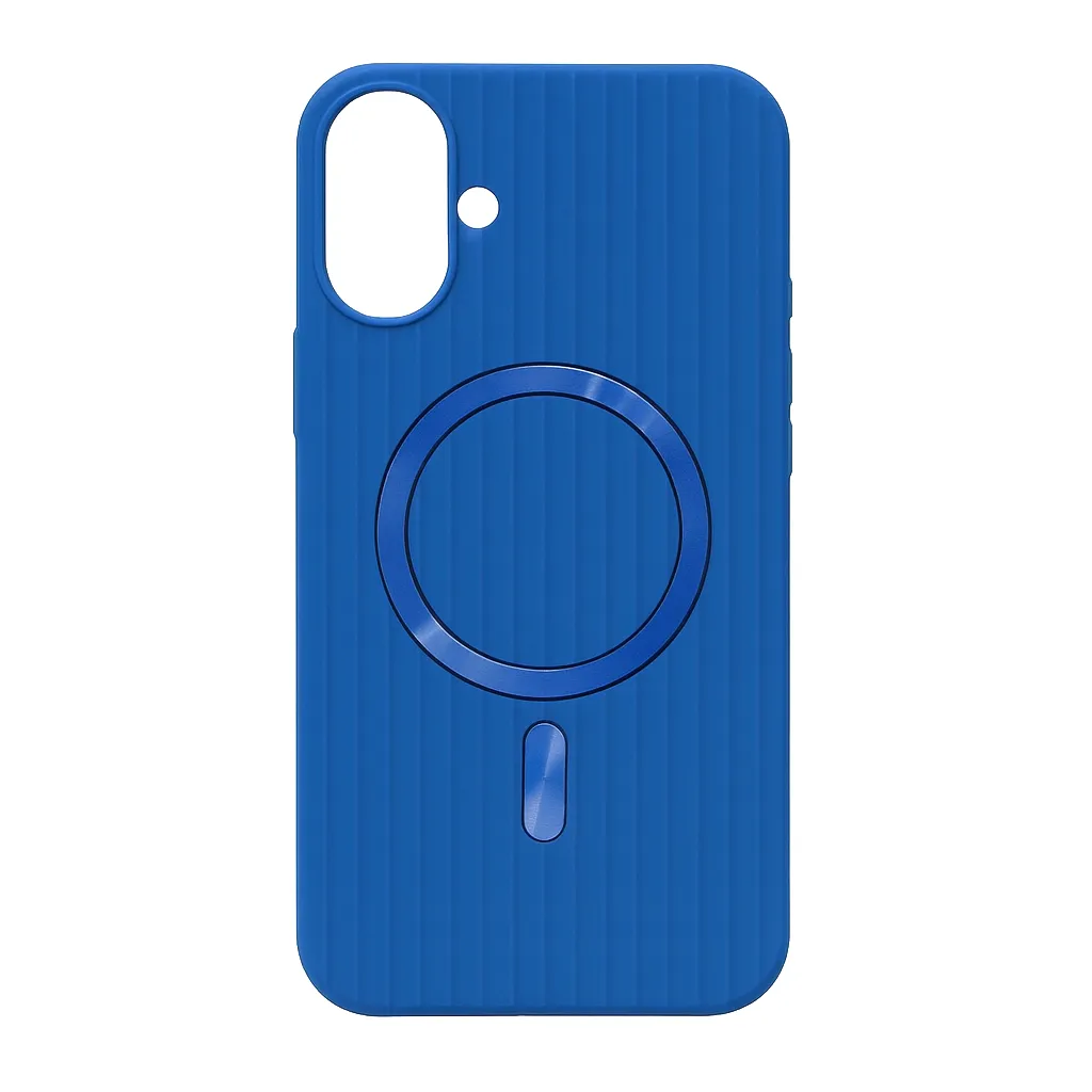 iPhone 16 Matte Silicone Case with MagSafe Ring - Blue