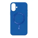 iPhone 16 Matte Silicone Case with MagSafe Ring - Blue