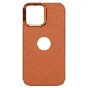 iPhone 16 Pro Max Leather Finish Logo Cut Back Cover - Brown
