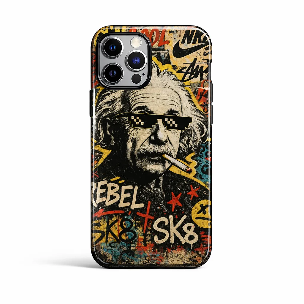 [AEST-001] Rebel Attitude Einstein Mobile Cover | Dark Aesthetic Street Art Case