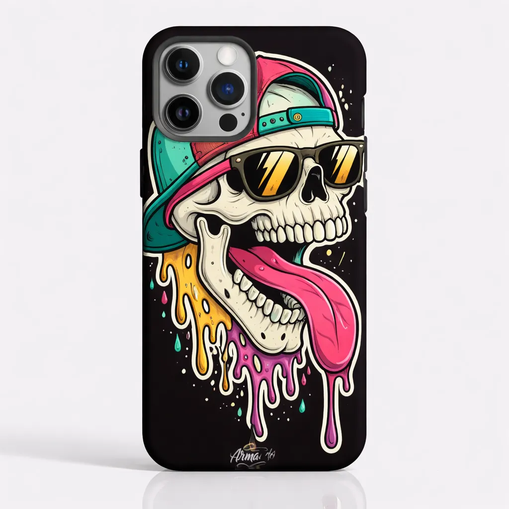 Funky Skull Attitude Mobile Cover | Neon Drip Dark Aesthetic Case