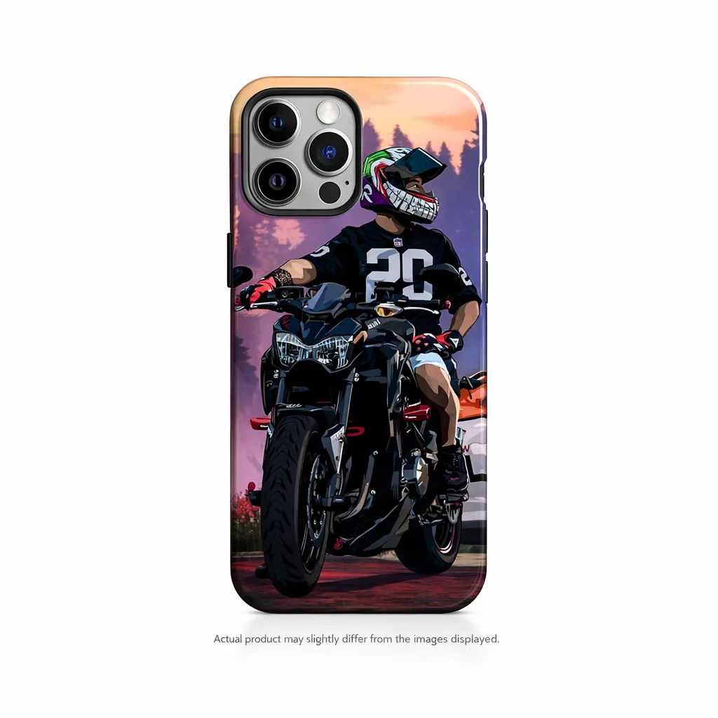 [BIKE-003] Sport Bike Rider Mobile Cover | Sunset Riding Aesthetic Phone Case