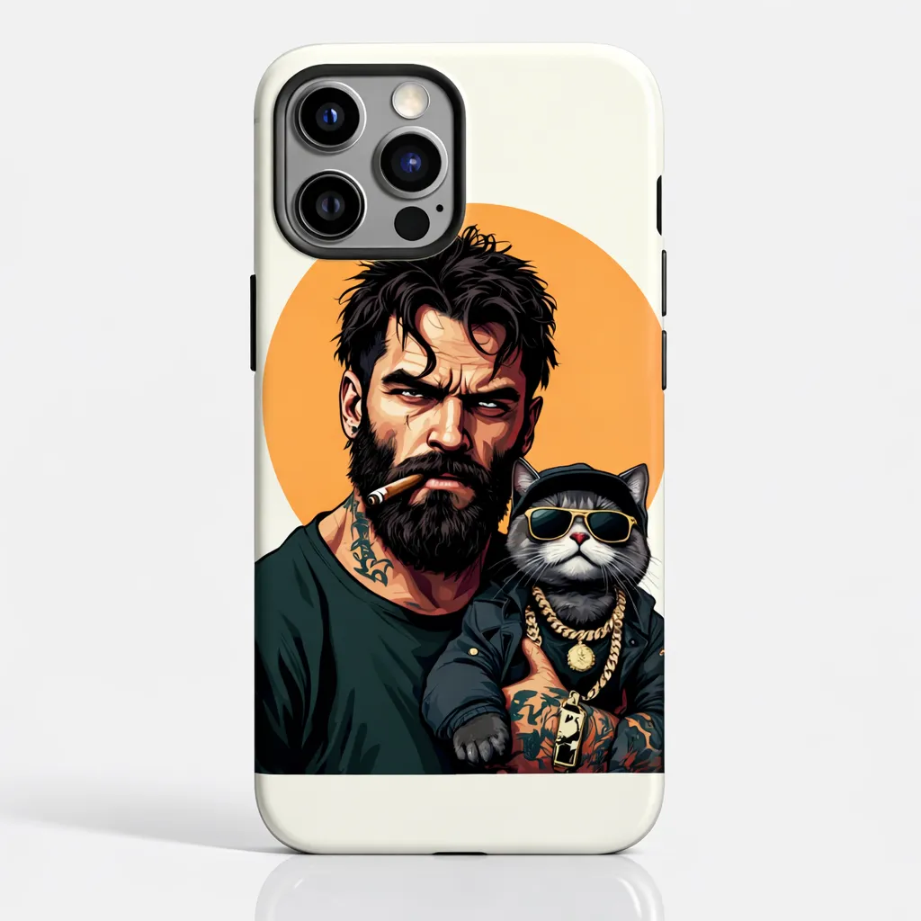 [ATTI-004] Bearded Boss & Swag Cat Mobile Cover | Attitude Lifestyle Aesthetic Case